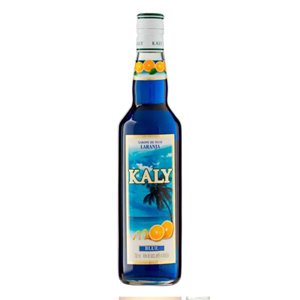 Garrafa de xarope de laranja Kaly Blue 700ml. Compre já!