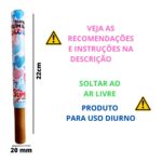 Bastão de fumaça colorida ao lado esquerdo e ao lado direito as instruções de uso.