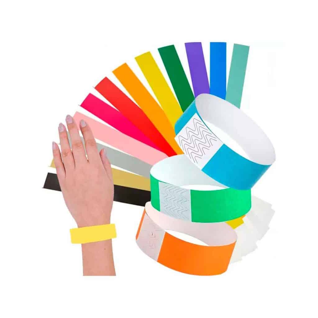 Pulseira de identificação colorida, diversos modelos e cores para eventos.