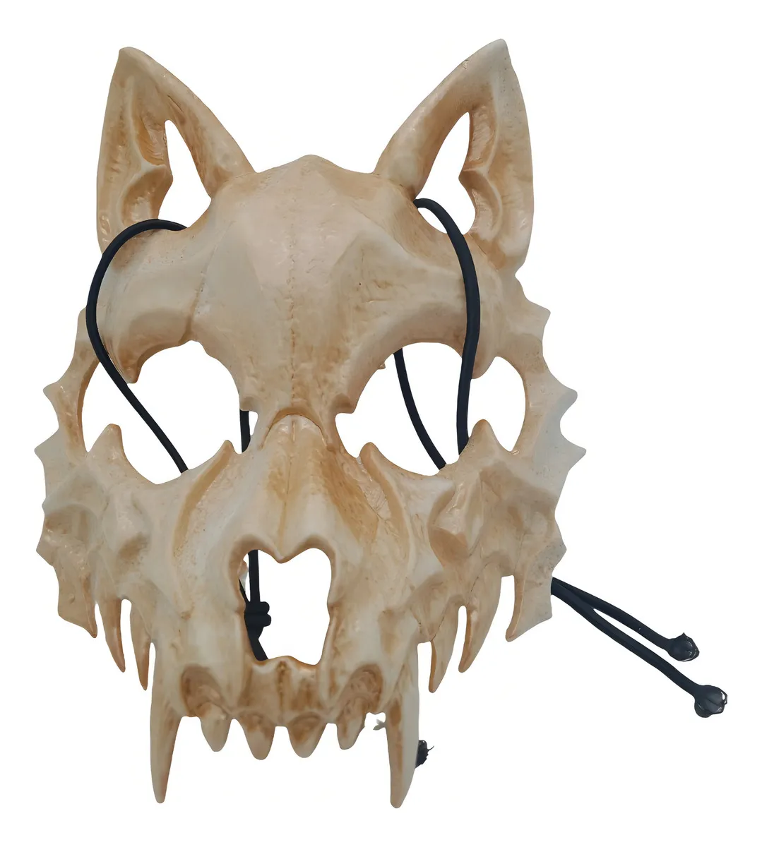 D_NQ_NP_2X_603492-MLA82145166624_022025-F.webp Máscara Lobo Halloween — Caveira Fossilizada Marrom para Cosplay e Festa - Imagem 1