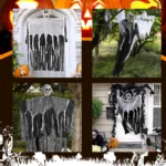 Caveira Halloween 90 cm — Decoração Assustadora para Porta e Ambientes - Imagem 4