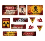 Placas de Perigo Halloween — Kit com 12 Peças em EVA (Sangue)