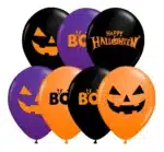 Balão Abóbora Halloween — Sortido Preto/Laranja/Roxo (Kit 25 Unidades)