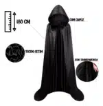 Capa de Bruxa com Capuz — Adulto Luxo em Cetim (Tamanho Longo) - Imagem 3