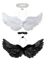 Asa de Anjo com Tiara — Fantasia Adulto e Infantil (Branco ou Preto)