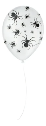 Balão Aranha Halloween — 9" Preto e Branco (Kit 25 Unidades)