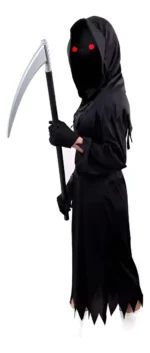 Fantasia Infantil Halloween Morte Com Foice + Óculos De Led