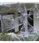 Kit Teia de Aranha Halloween — 5 Teias Brancas + 10 Aranhas Decorativas