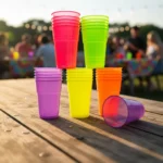 100 Copos Descartável Neon Festa Balada 300ml Sortido Brilho