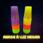 100 Copos Descartável Neon Festa Balada 300ml Sortido Brilho Cor Colorido