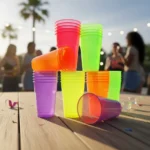 100 Copos Descartável Neon Festa Balada 300ml Sortido Brilho