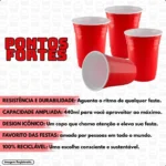 50 Copos Americano Descartável Vermelho Beer Pong Red 440ml
