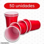 50 Copos Americano Descartável Vermelho Beer Pong Red 440ml