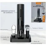 Saca Rolhas Abridor De Garrafas Vinho Automático Elétrico Cor Preto