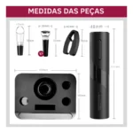 Saca Rolhas Abridor De Garrafas Vinho Automático Elétrico Cor Preto