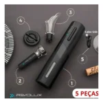 Abridor De Vinho Saca Rolhas Elétrico Automático Recarregável Usb Revolux Preto