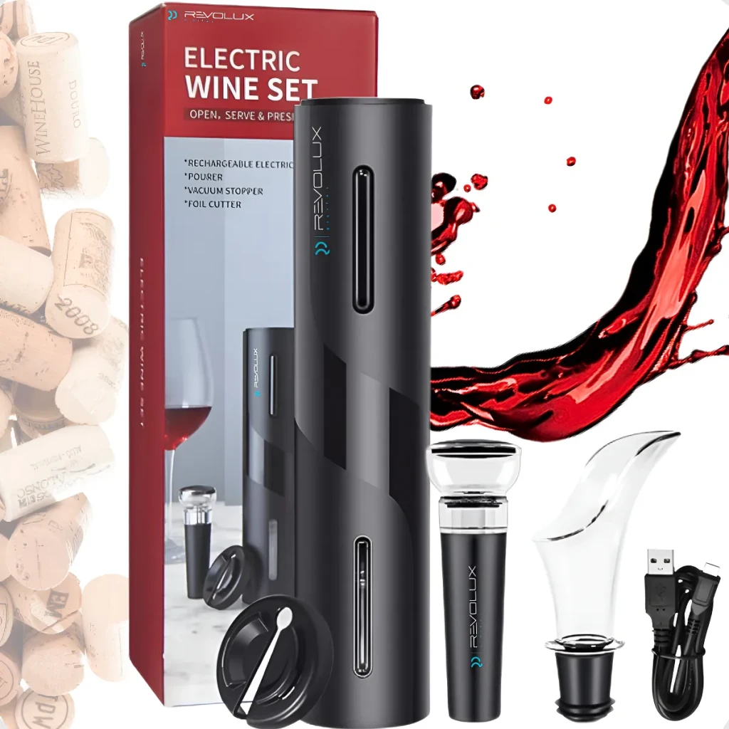 Abridor De Vinho Saca Rolhas Elétrico Automático Recarregável Usb Revolux Preto Abridor De Vinho Saca Rolhas Elétrico Automático Recarregável Usb Revolux Preto