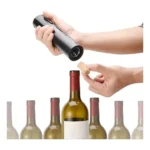 Abridor De Vinho Elétrico Saca Rolhas Automático Com Cortador E Bico Dosador Kit 4 Peças Design Moderno Cor Preta