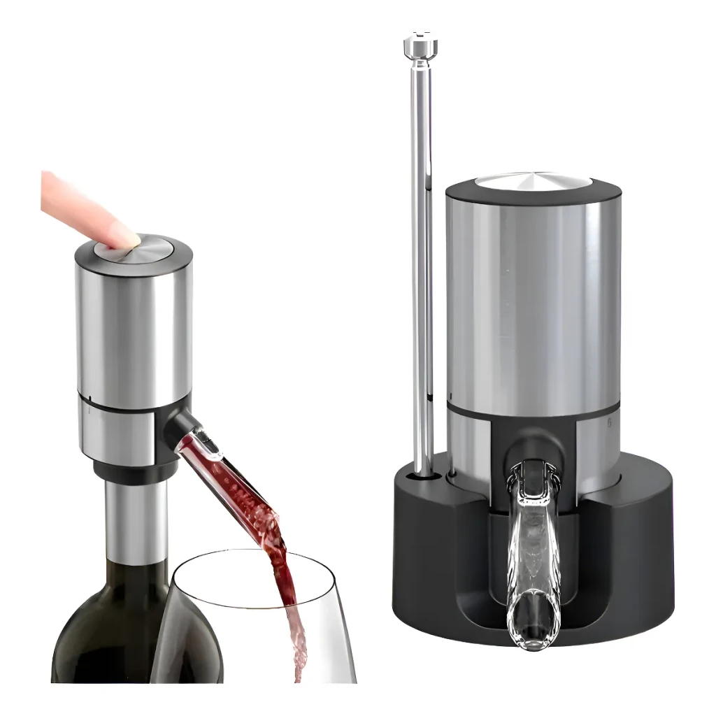 Aerador E Dispensador De Vinho Elétrico Decantador De Vinho Cor Prateado Aerador E Dispensador De Vinho Elétrico Decantador De Vinho Cor Prateado