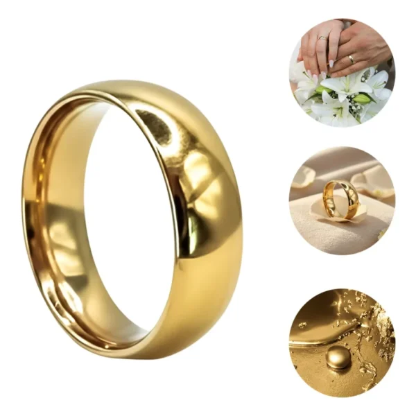 Aliança Avulsa Ouro 18k Banhada Anatômica Tungstênio 6mm