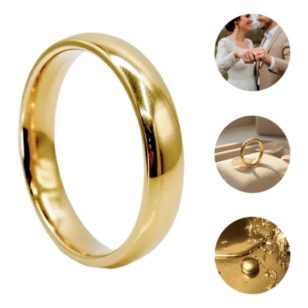 Aliança Avulsa Ouro 18k Banhada Tradicional Tungstênio 4mm