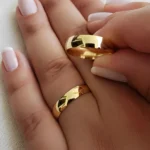 Aliança Dourado Aço Inox Moeda 6mm Casamento - Não Escurece