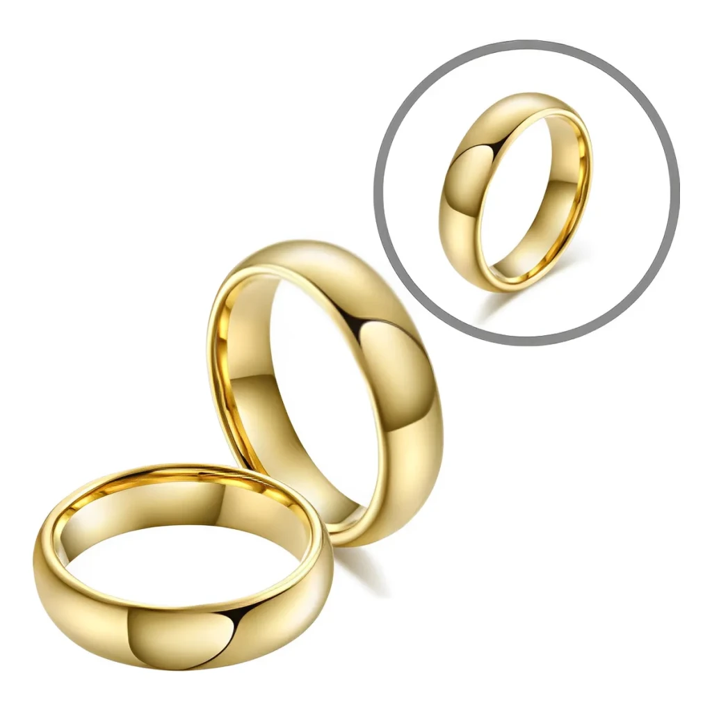 Aliança Dourado Aço Inox Moeda 6mm Casamento - Não Escurece Aliança Dourado Aço Inox Moeda 6mm Casamento - Não Escurece