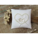 Almofada Porta Aliança Branca Com Perola Noiva Delicada