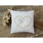 Almofada Porta Aliança Branca Com Perola Noiva Delicada