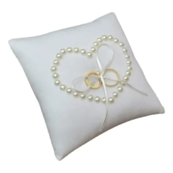 Almofada Porta Aliança Branca Com Perola Noiva Delicada