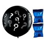 Balão Chá Revelação Baby Interrogação 90cm + 2 Cor Em Pó