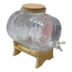 Barril Para Cachaça Vinho 5 Litros De Vidro Base Madeira