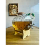 Barril Para Cachaça Vinho 5 Litros De Vidro Base Madeira