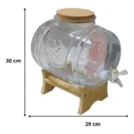 Barril Para Cachaça Vinho 5 Litros De Vidro Base Madeira