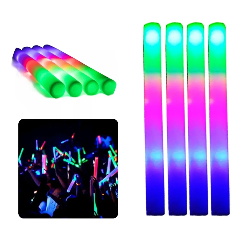 10 Bastão De Led Com Espuma Neon Para Festa Balada Casamento 10 Bastão De Led Com Espuma Neon Para Festa Balada Casamento