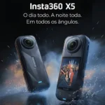 Câmera De Ação Insta360 X5 8k 360º Ipx8 À Prova D'água Chip Triple Ai 2400mah Bateria Lentes Resistentes E Substituíveis Cor Preta