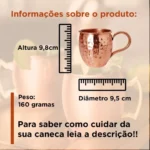 Caneca Moscow Mule 100% Cobre 500ml Martelada