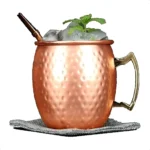Caneca Moscow Mule Em Cobre Puro Martelada 500ml Alca Bronze