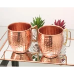 Caneca Moscow Mule Em Cobre Puro Martelada 500ml Alca Bronze