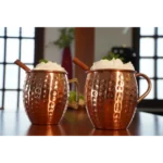 Caneca Moscow Mule Em Cobre Puro Martelada 500ml Alca Bronze
