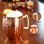 Caneca Moscow Mule Em Cobre Puro Martelada 500ml Alca Bronze