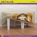 Capa De Mesa Natal Decoração Para Festa Em Tecido C/elástico Veste Fácil