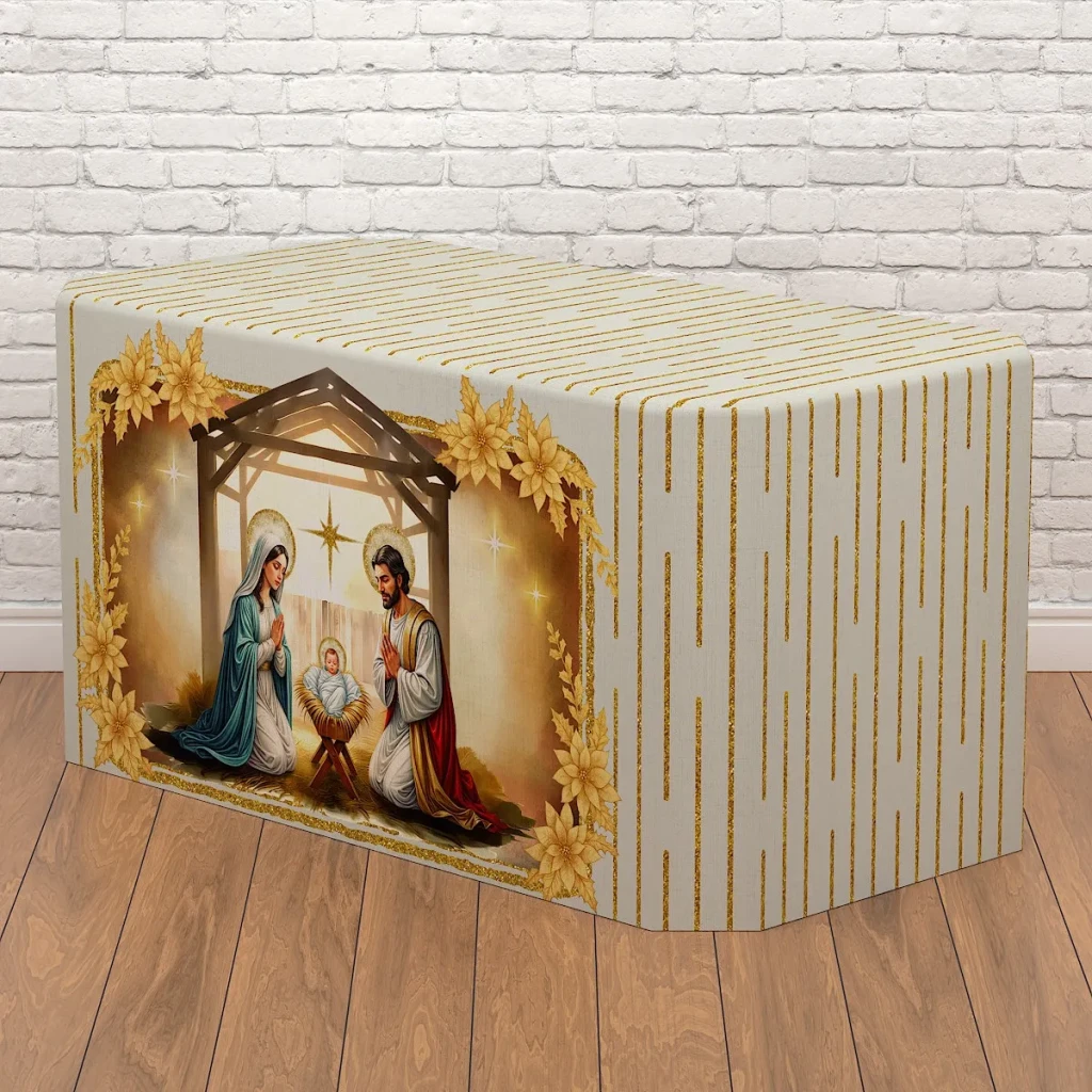 Capa De Mesa Natal Decoração Para Festa Em Tecido C/elástico Veste Fácil Capa De Mesa Natal Decoração Para Festa Em Tecido C/elástico Veste Fácil