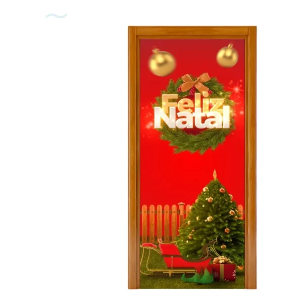 Capa De Porta Decoração Natal 0,85 X 2,10 Alta Qualidade