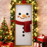 Capa De Porta De Natal Decoração Natalina Para Casa Boneco De Neve Sublimado 0,85x2,10m Veste Fácil