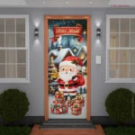 Capa De Porta De Natal Decorativo Aquarela Sublimado Para Decoração Natalina 0,85x2,10m Veste Fácil