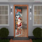 Capa De Porta De Natal Decorativo Aquarela Sublimado Para Decoração Natalina 0,85x2,10m Veste Fácil