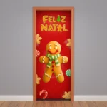 Capa De Porta De Natal Decoração Natalina Sublimado 0,85x2,10m Veste Fácil Decorativo P/ Casa Tecido