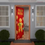Capa De Porta De Natal Decoração Natalina Sublimado 0,85x2,10m Veste Fácil Decorativo P/ Casa Tecido