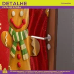 Capa De Porta De Natal Decoração Natalina Sublimado 0,85x2,10m Veste Fácil Decorativo P/ Casa Tecido